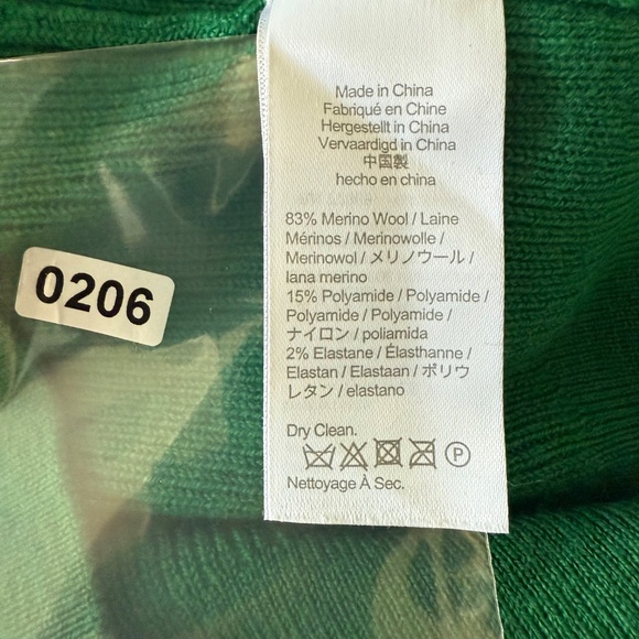 J Crew Women’s Merino Wool Ruffle Neck Green Sweater Size M - Picture 7 of 7